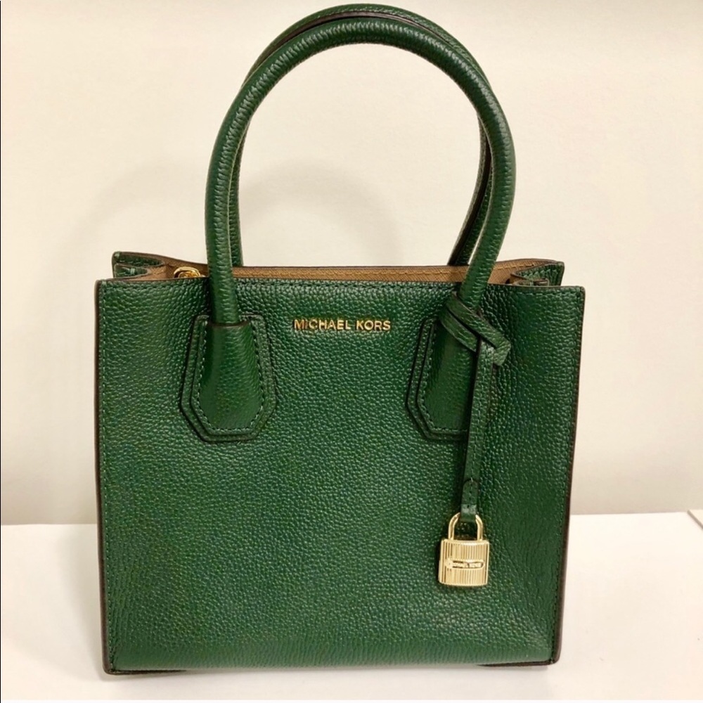 MK green pebbled leather tote